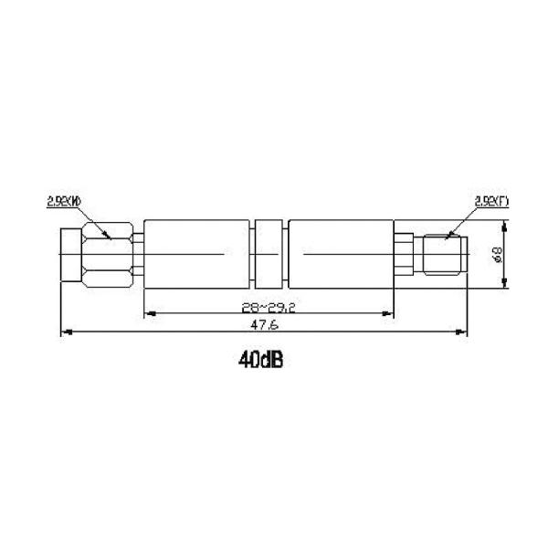 2 W Coaxial Fixed Attenuators DC-40 GHz Connector 2.92 mm