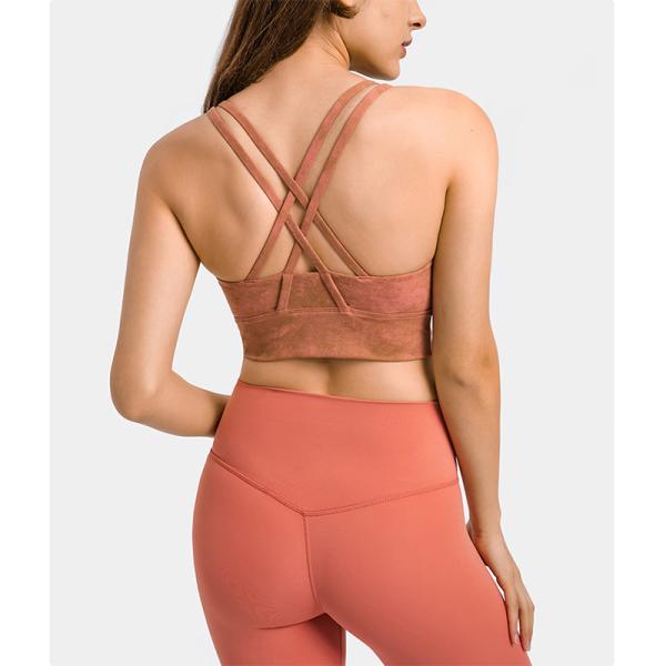 Brushed Nude Floral Printing Yoga Sports Bra Women Resilience Straps Plus Size