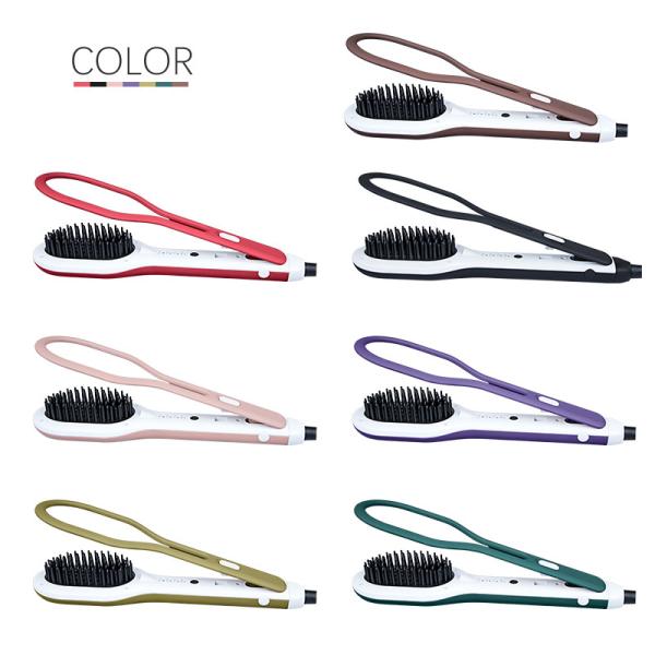 OEM / ODM Ceramic Hair Straightener Brush Comb Curler Set With Clip