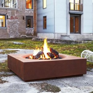 Quality Square Low Profile Corten Steel Fire Pit for sale