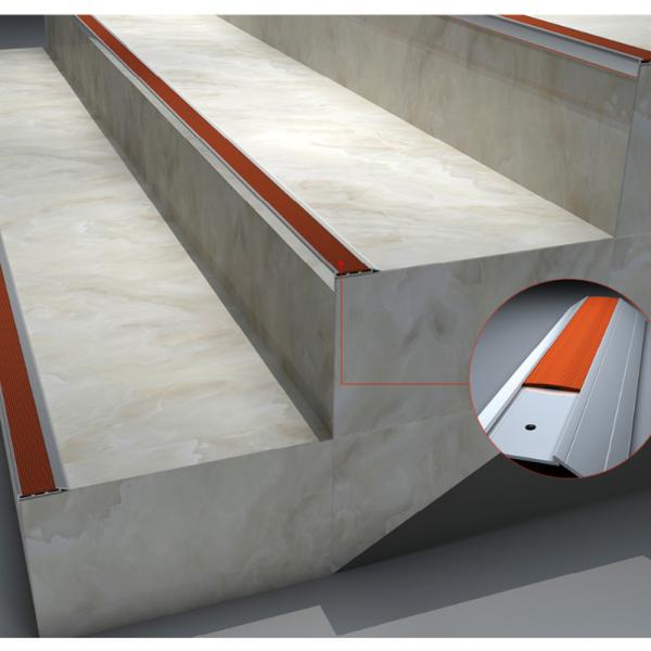 33x52mm Aluminium Stair Nosing Edge Trim Anodised With PVC Rubber