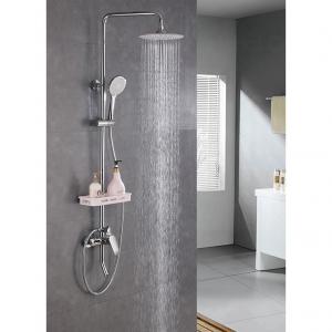 Quality Dual Handle Bath Shower Mixer Set , Chrome Wall Mounted Shower Faucet Kits for sale