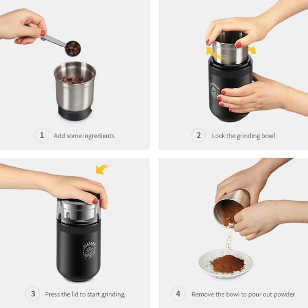Detachable Cup Spice Grinder Machine Nuts Grains Black Easy Operation ETL