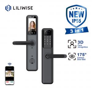 China Waterproof Camera Smart Lock Fingerprint With Screen 3D Face Recognition Video Door Bell on sale