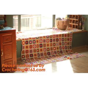 Handmade crochet hook Daisy striped blanket, Cashmere knitted blanket, sofa