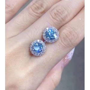 Studs Earrings Round Lab Diamond Jewelry Brilliant Cut