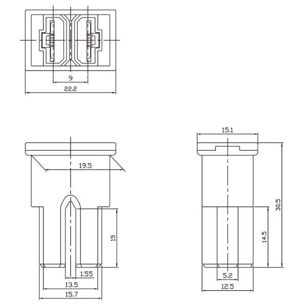 FLF FLF-S Square JCASE Mini Female Slow Blow Automotive Fuse Link