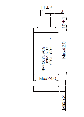 CP502440 1200mAh GPRS Flat Lithium Battery