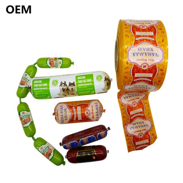 Food Grade Plastic Casing Flexography Printing Brand LOGO Sausage Plastic Color Casing Packaging