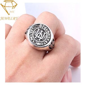 Stainless Steel University Mens Graduation Rings