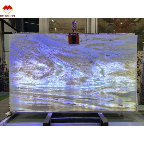 Fantasy Blue Marble Vanity Top Countertop Table OEM Custom Blue Crystal Quartz Stone