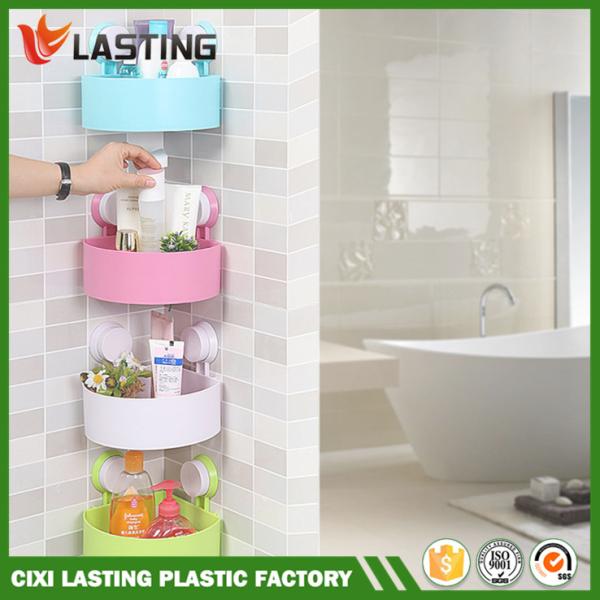 Bathroom Triangle Plastic Corner Basket With Wall Mounted Suction Cup