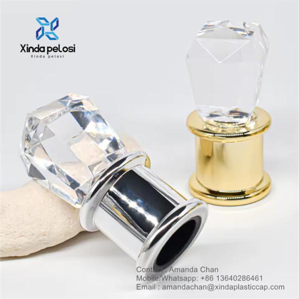 Gold Crystal Perfume Cap Cosmetic Bottle Caps For Perfume Bottle Packaging