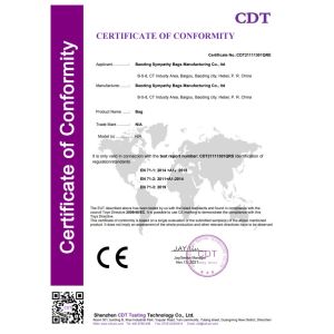Baoding Sympathy Bags Manufacturing Co., Ltd. Certifications