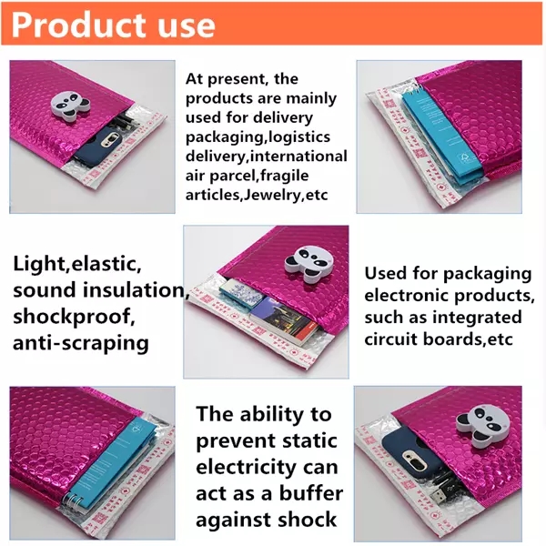 Shipping Mailing Metallic Bubble Mailers Envelope Rose Gold 9 * 10 Inch Size