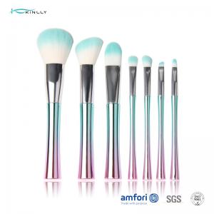 China 7 PCS Rainbow Plastic Handle Cosmetic Makeup Brush Set Private Label Design on sale