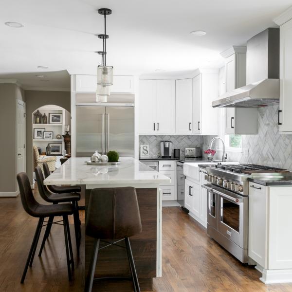 L Shaped Solid Wood Kitchen Pantry Cabinet Contemporary Shaker Style