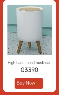 Wood Grain Round Household Desktop Mini Simple Large-capacity Wastepaper Basket Plastic High-footed Trash Can