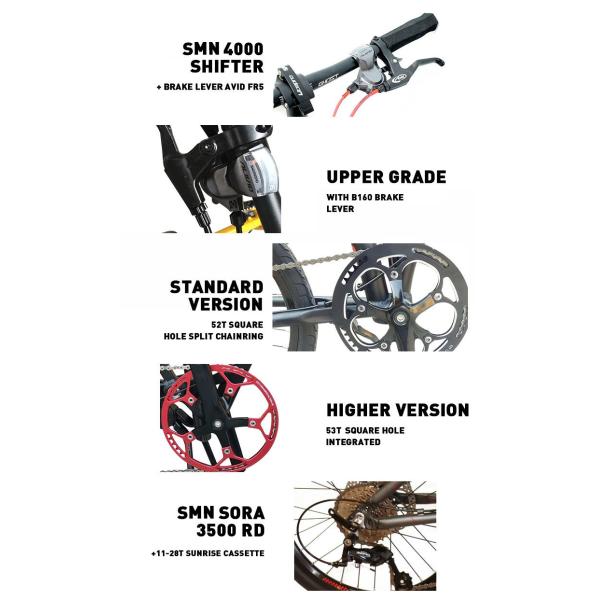 20 Inch Aluminum Alloy Road Racing Folding Road Bike With Front And Rear Wheel V Brake