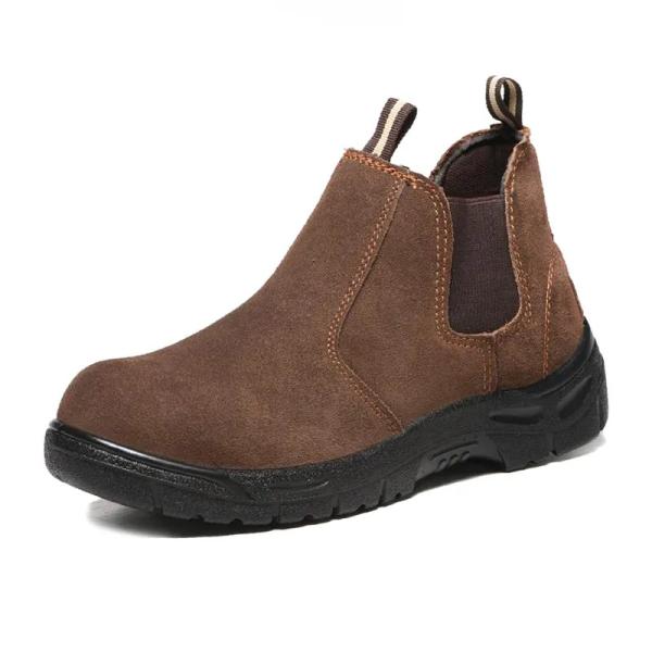 Brown Anti Electric Shock Shoes S3 Plastic Toe Safety Boots Anti Slip