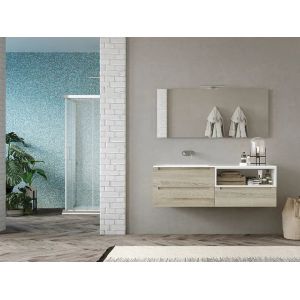 Modern Wood Grain Bathroom Vanity Double Sink Bathroom Cabinet Customized