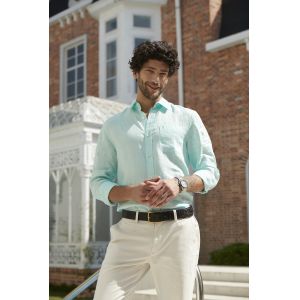 Water Green Long Dress Business Linen Men'S Pajamas