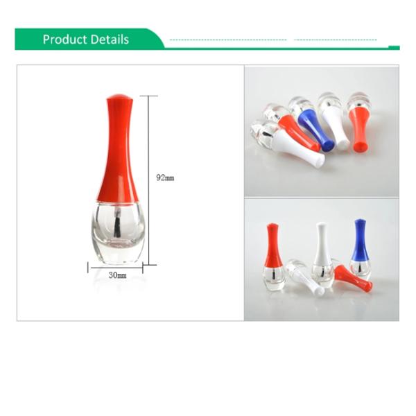 10ml Custom Made Nail Polish Bottles Plastic Red Blue White Caps With Brush