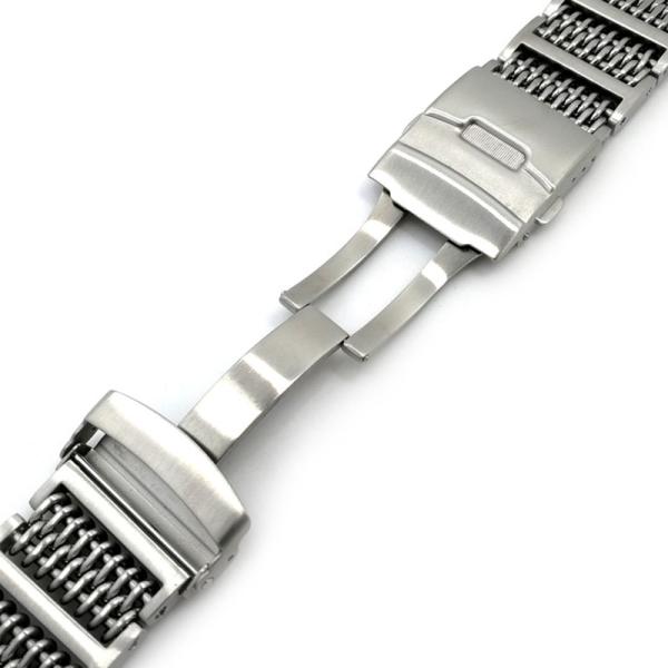 Butterfly Buckle Stainless Steel Watch Band , 24mm Metal Watch Strap