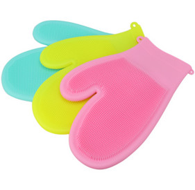 China Hot Resistant Silicone Cleaning Gloves 2 In 1 For Pet Hair Care Medium Thickness on sale