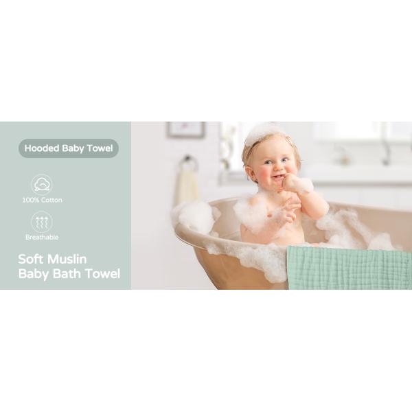 100% Cotton Soft Newborn Hooded Towel Newborn Towel Set With Simple Style