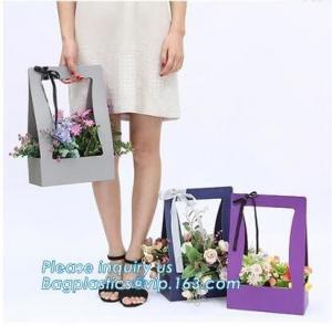 Quality Custom paper bag with handle coated white paper bag printing pattern flower carrier bag,Flower carrier paper bags with d for sale
