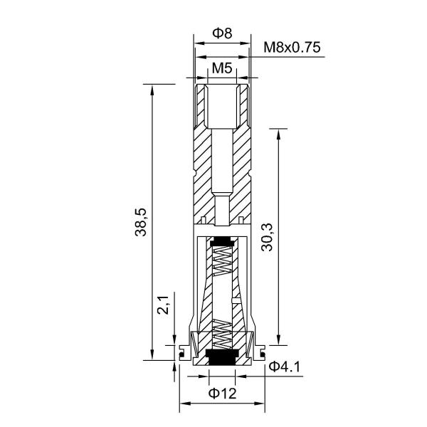 S8 Flange Stainless Steel 3/2 Way NC Solenoid Valve Plunger Armature