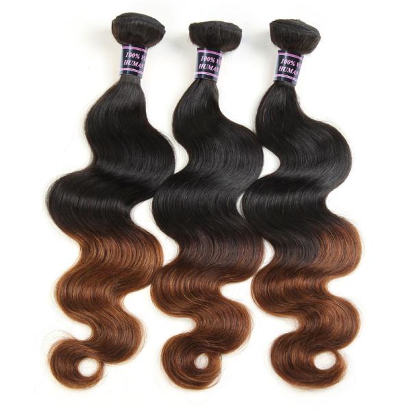 Body Wave virgin peruvian human hair weft color ombre color 1B/30
