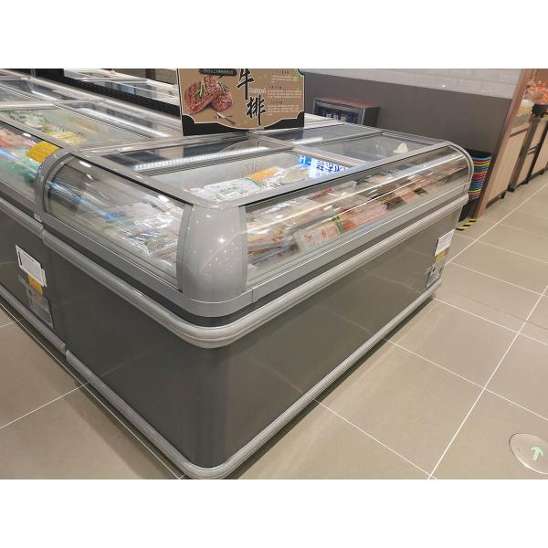Large Window Commercial Island Freezer R290 Static Cooling Horizontal