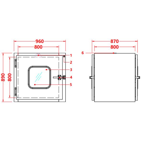 GMP-Compliant 304 SS Pass Box | 960x860x890mm | Convex Door & Anti-Corrosion | Pharmaceutical Cleanroom Equipment