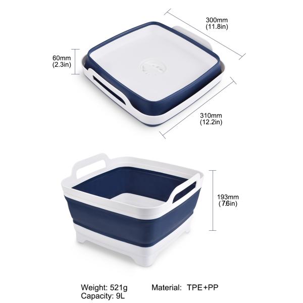 Collapsible 9L Silicone Strainer Basket Silicone Household Products Blue White