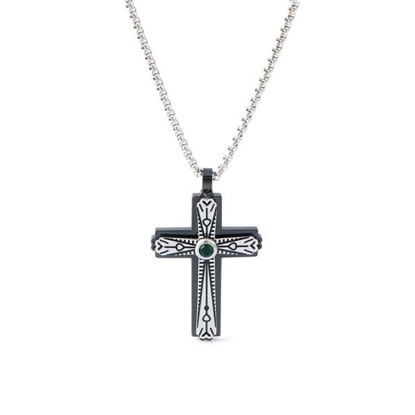 Minimalist men's cross pendant hip-hop niche trend personalized stainless steel necklace