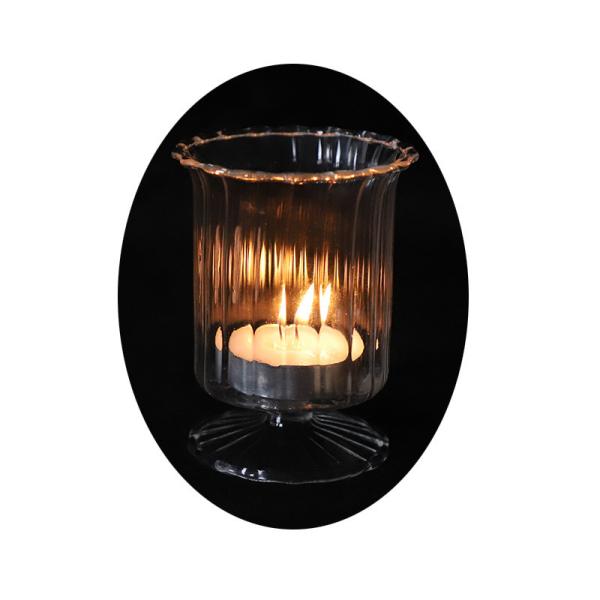 LFGB Wedding Flower Shape Clear Glass Candlestick