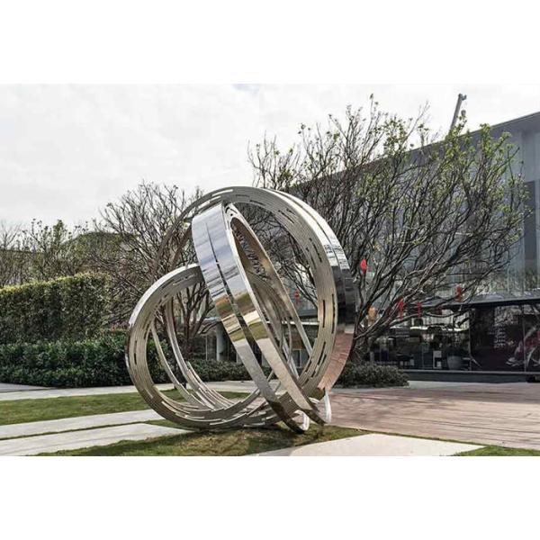 Large Ring Metal Contemporary Outdoor Sculpture Stainless Steel For Garden