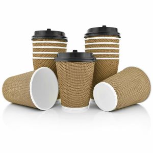Quality Offset Printing 26oz Customized Disposable Paper Coffee Cups Ripple Wall for sale