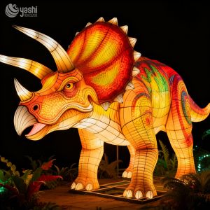 Triceratops Dinosaur Lantern - Waterproof Outdoor Silk Lantern - Realistic