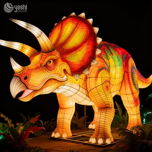 Triceratops Dinosaur Lantern - Waterproof Outdoor Silk Lantern - Realistic