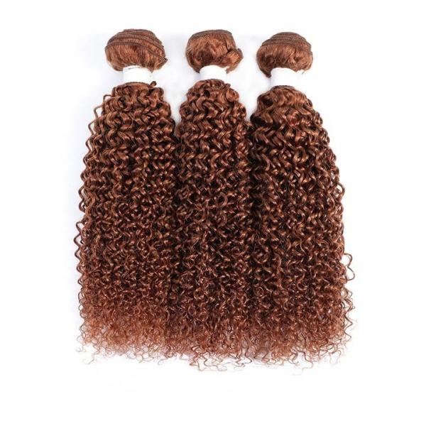 #30 Medium Auburn Kinky Curly Remy Human Hair Bundles Sew In Weave Bundles Brazilian Bundle Deals