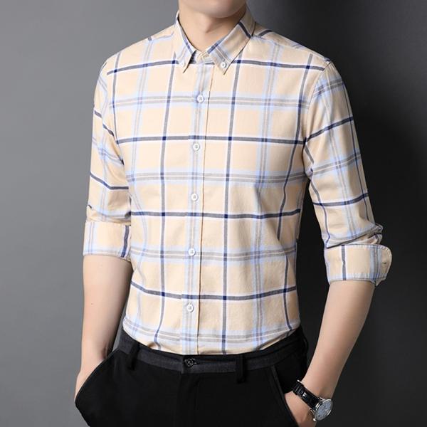 100% Cotton Plaid Western Fashionable Mens Shirts Half Long Sleeve Plus Size In Autumn