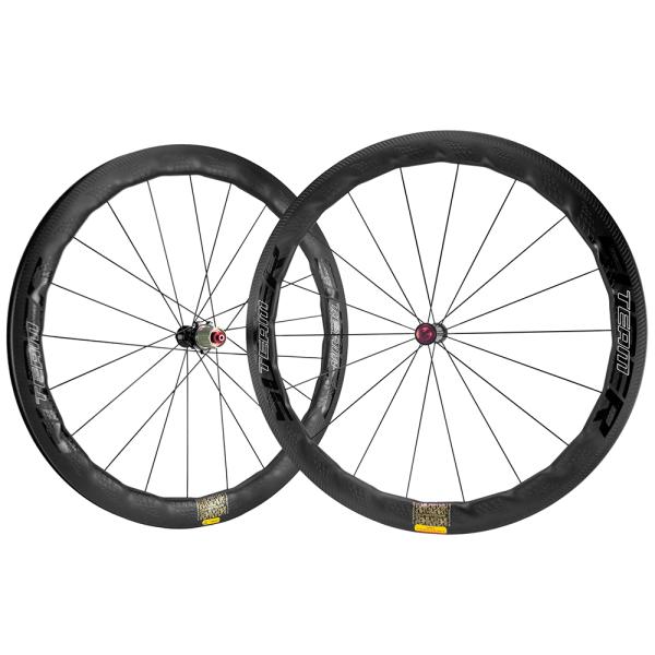 Carbon Fiber Superteam Road Bike Wheel Set 25mm Width 50mm Depth Ceramic Bearing Hubs