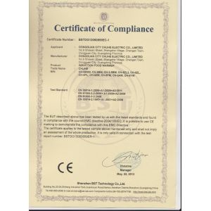Dongguan City Chuhe Electric Co., Limited Certifications