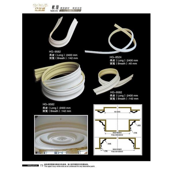Caved PU Wall Moulding Polyurethane Dado Rail