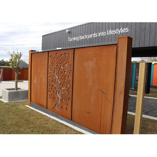 Oak Tree Design Decorative Metal Panels Carved Corten Steel Garden Screen