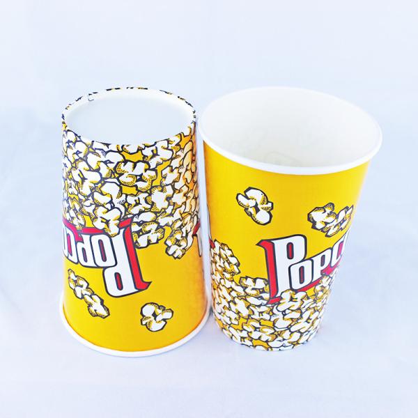 Single Wall Disposable Paper Buckets 46oz Printing Logo Popcorn Tub