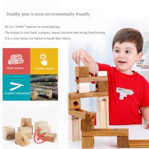OEM Children'S Educational Wooden Marble Track Building Blocks ISO9001
